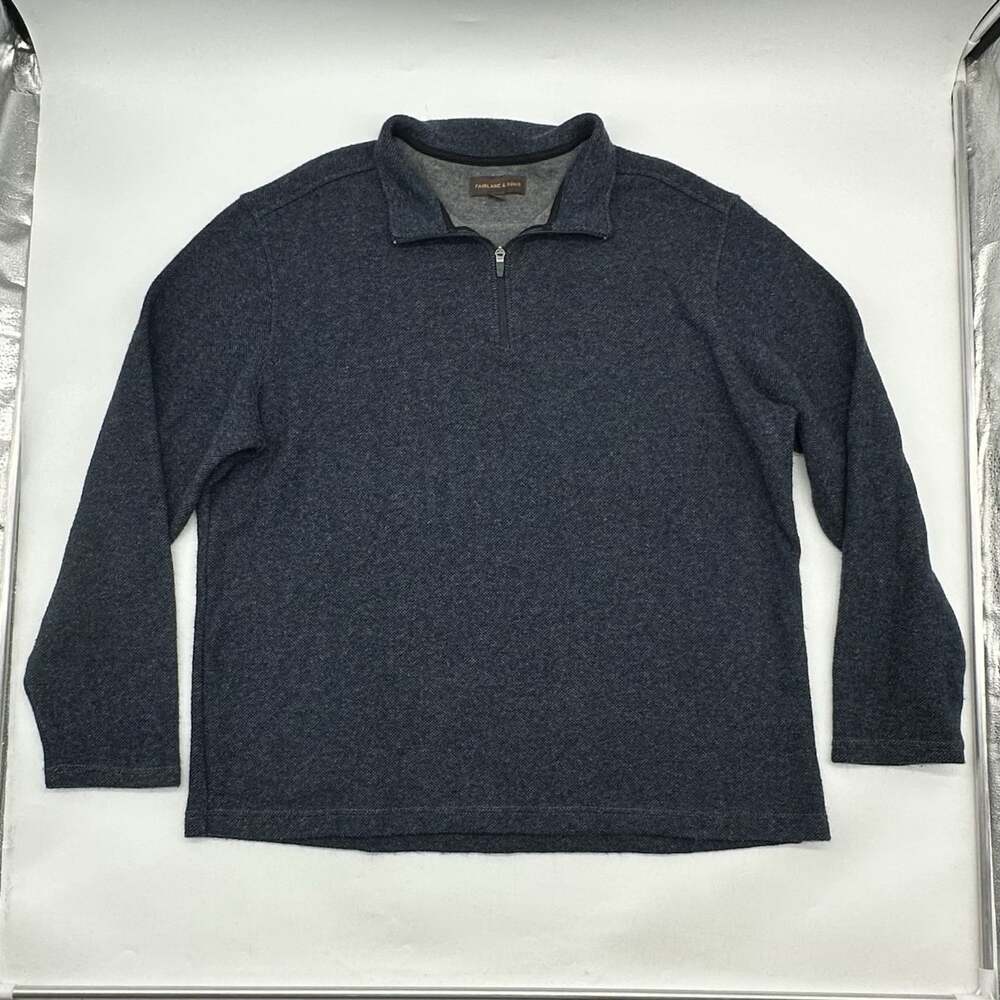 Fairlane & Sons Men’s Size XXL Blue Stretch Knit Quarter Zip Pullover Sweater